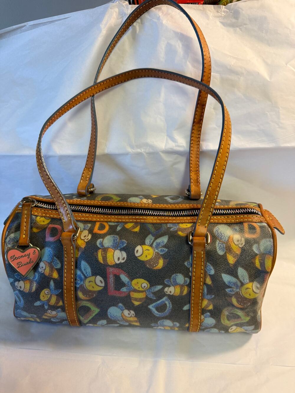 Dooney & Bourke Vintage Bumble Bee Barrel Satchel Bag